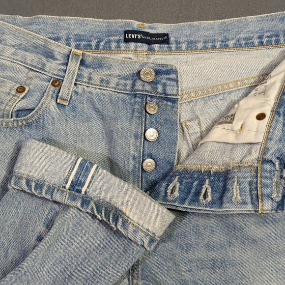 Levi's Made And Crafted Selvedge Jeans Women's 32 Fits 34x25 Blue 501 Taper - Picture 1 of 16